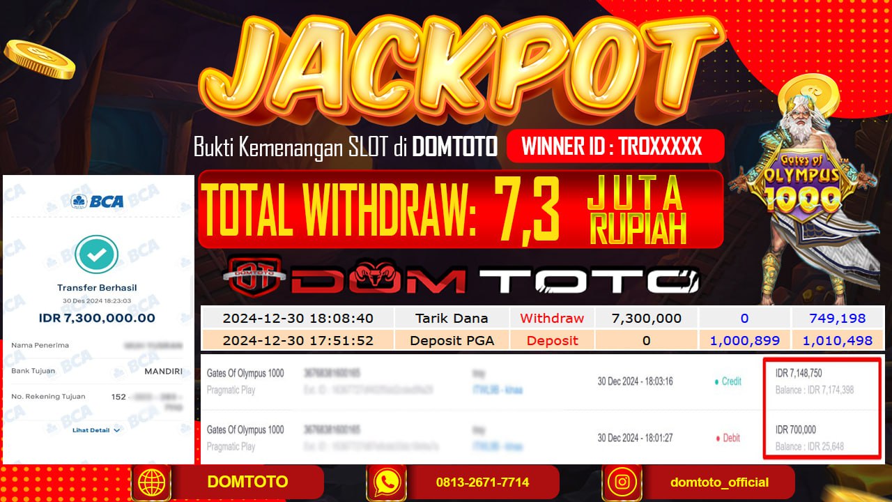 JACKPOT SLOT GATES OF OLYMPUS 1000 30  DESEMBER 2024